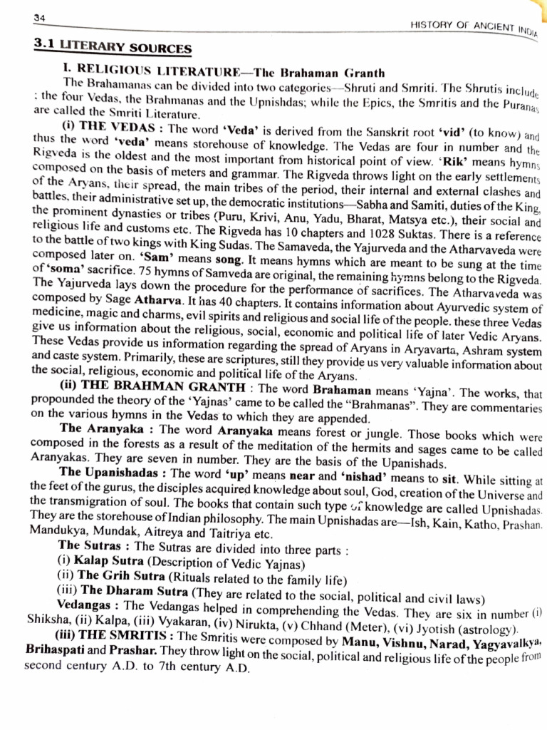 Literary Sources of Ancient Indian History | PDF | Vedas | Upanishads
