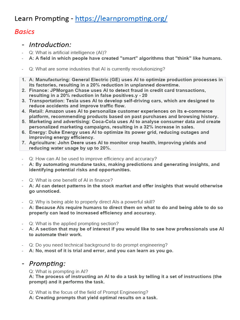 Learning Prompting | PDF | Artificial Intelligence | Intelligence (AI ...