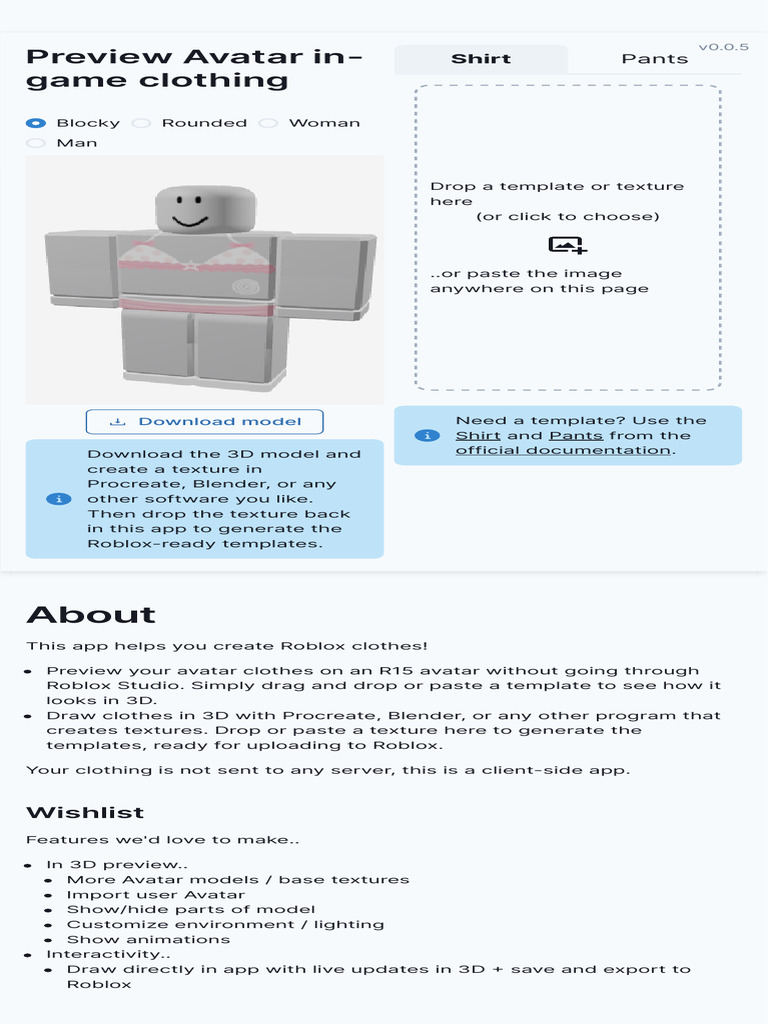 Clothing Preview For Roblox 4 | PDF