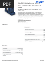 SKF SNL 3140split Plummer (Pillow) Block Housing, SNL 30, 31 and 32 Series Specification