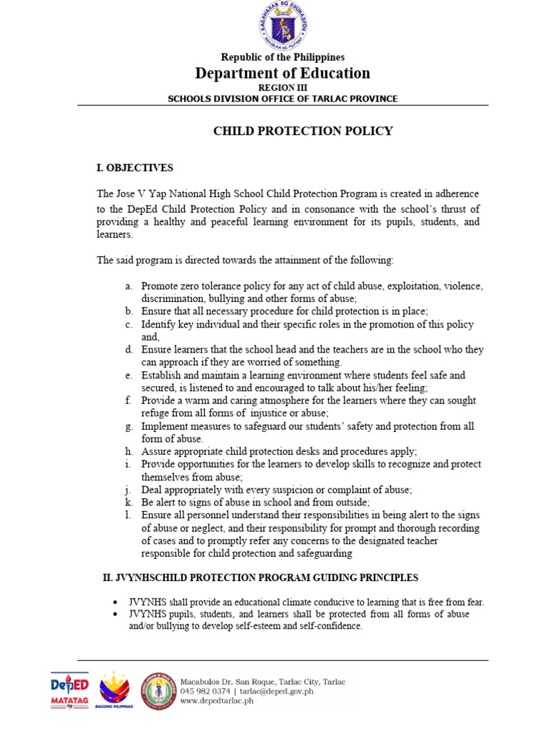 JVYNHS Child Protection Policy 2024 | PDF | Bullying | Child Protection