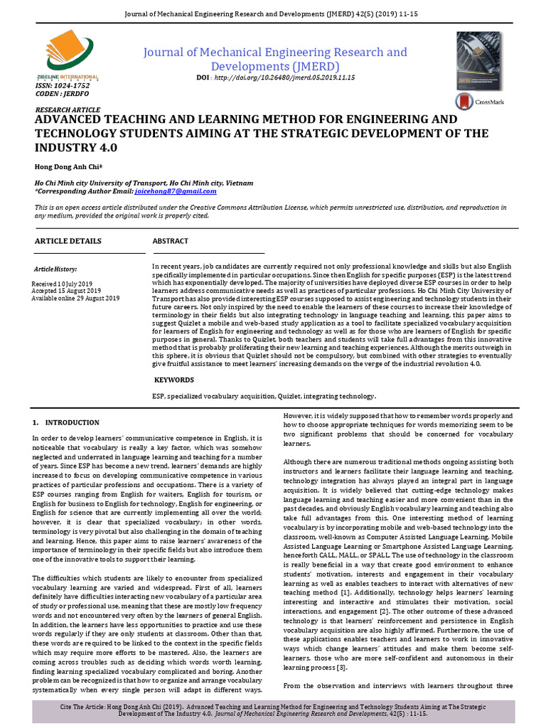 Advanced Teaching and Learning Method for Engineer PDF English As A