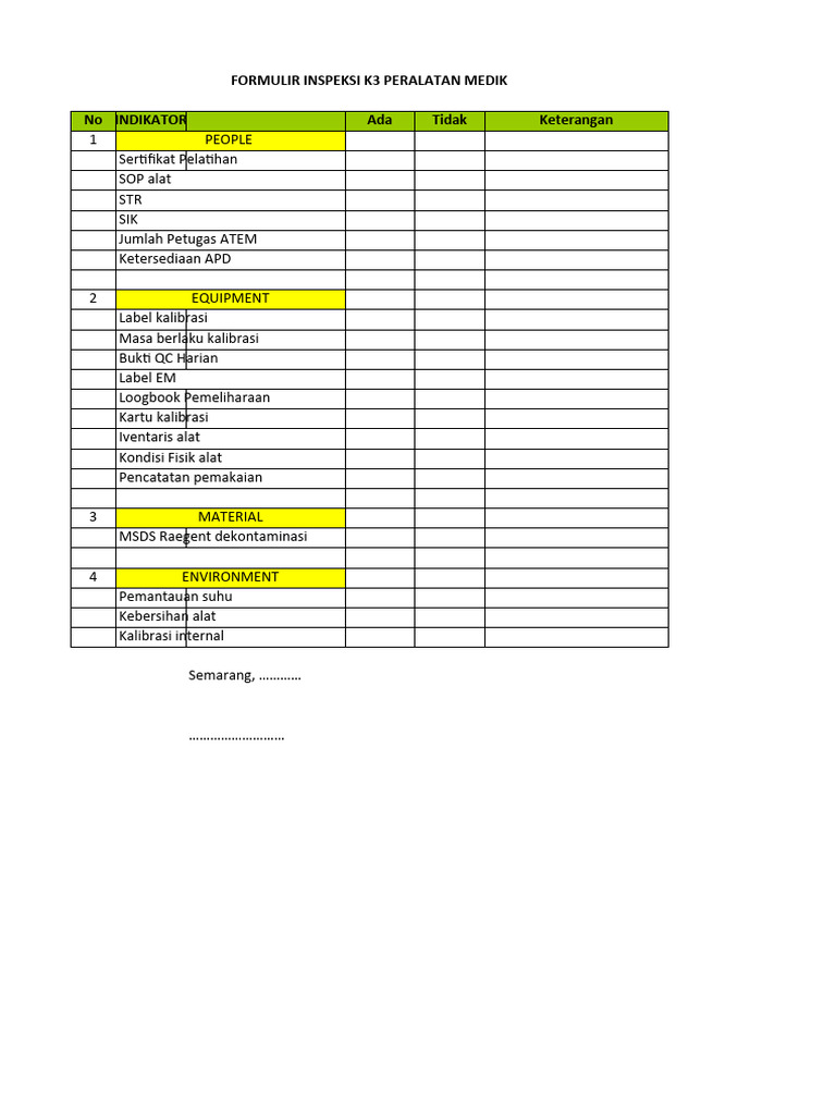 fORMULIR INSPEKSI ALKES | PDF