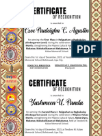 Kindergarten Filipino Values Certificate 2023