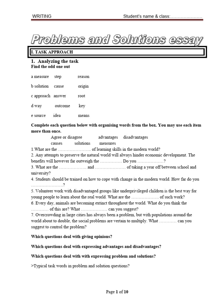 Problems and Solutions Essay | PDF | Overfishing | Cybercrime