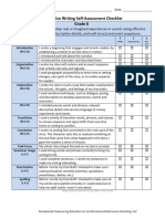 6th Grade Narrative Writing Student Self Assessment Checklist