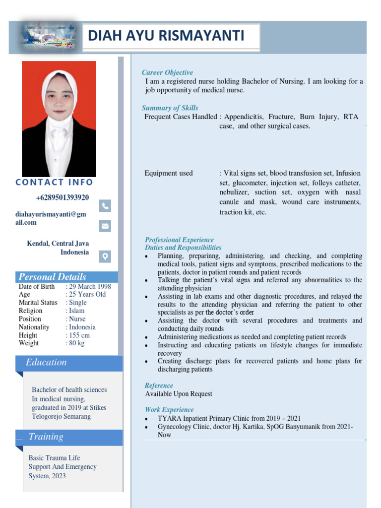 CV Diah Ayu R | PDF | Patient | Nursing
