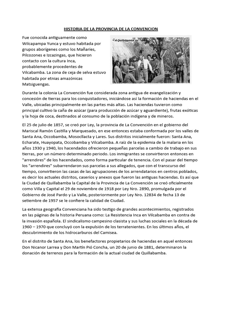Historia De La Provincia De La Convencion Pdf America Latina