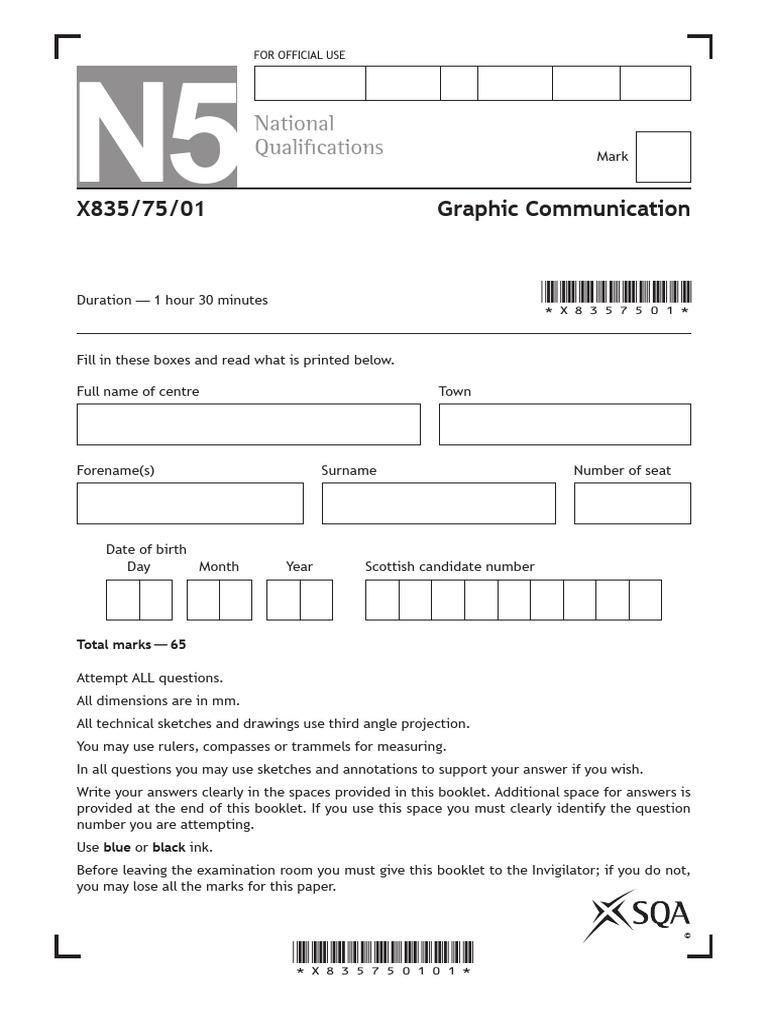 N5 Graphic Communication Exam Paper | PDF | 3 D Computer Graphics ...