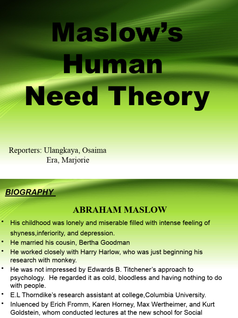 Maslows Hierarchy Of Needs Pdf Self Actualization Motivational