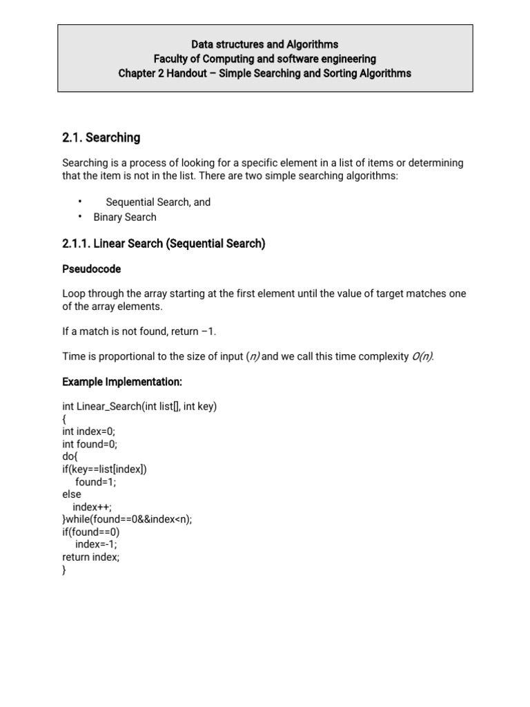 Chapter 2 Simple Searching and Sorting Algorithms | PDF | Algorithms ...