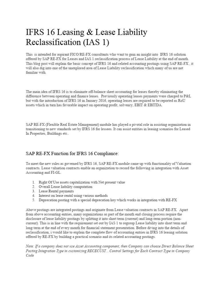 IFRS 16 Lease Accounting with SAP RE-FX | PDF | Valuation (Finance) | Lease