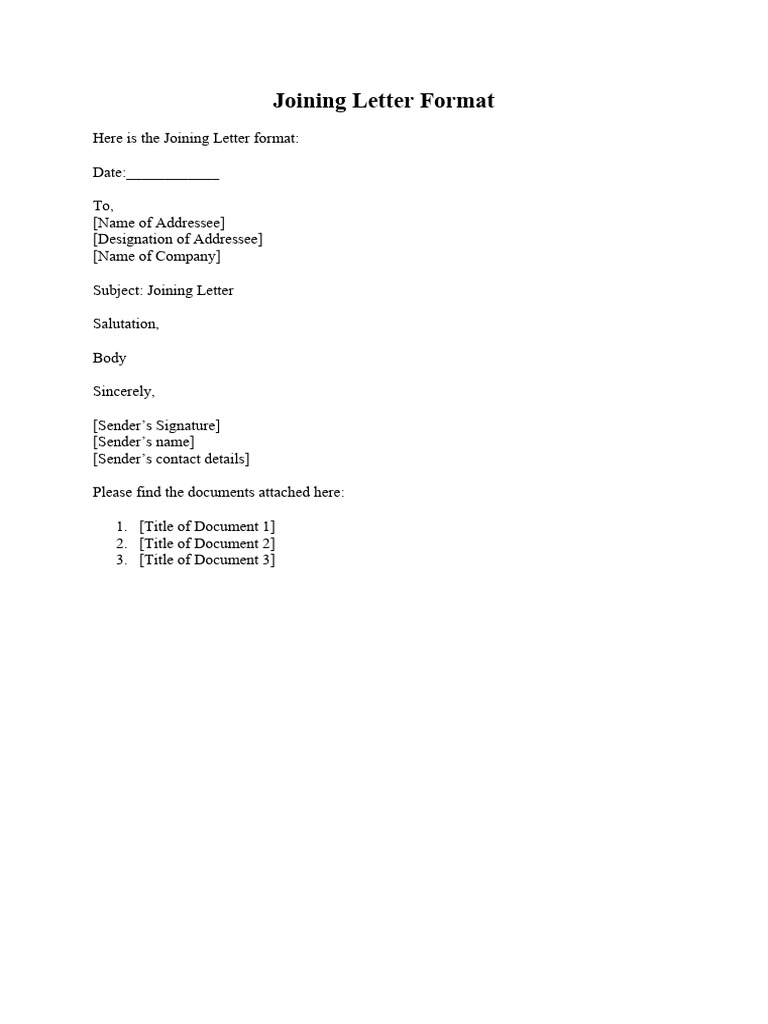 Joining Letter Format Word | PDF