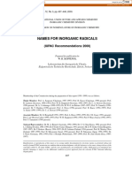 Names For Inorganic Radicals: (IUPAC Recommendations 2000)