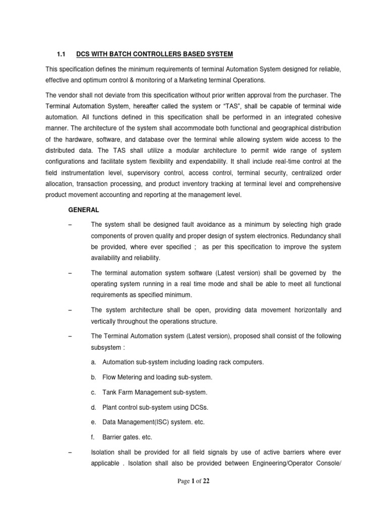 Terminal Automation System Specifications | PDF | Computer Data Storage ...