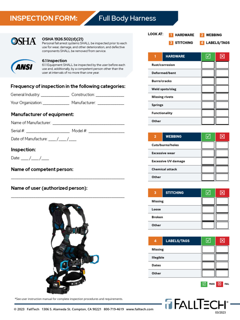 Full Body Harness Inspection Checklist | PDF | Business Process ...