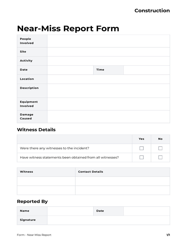 Form-Near Miss Report | PDF