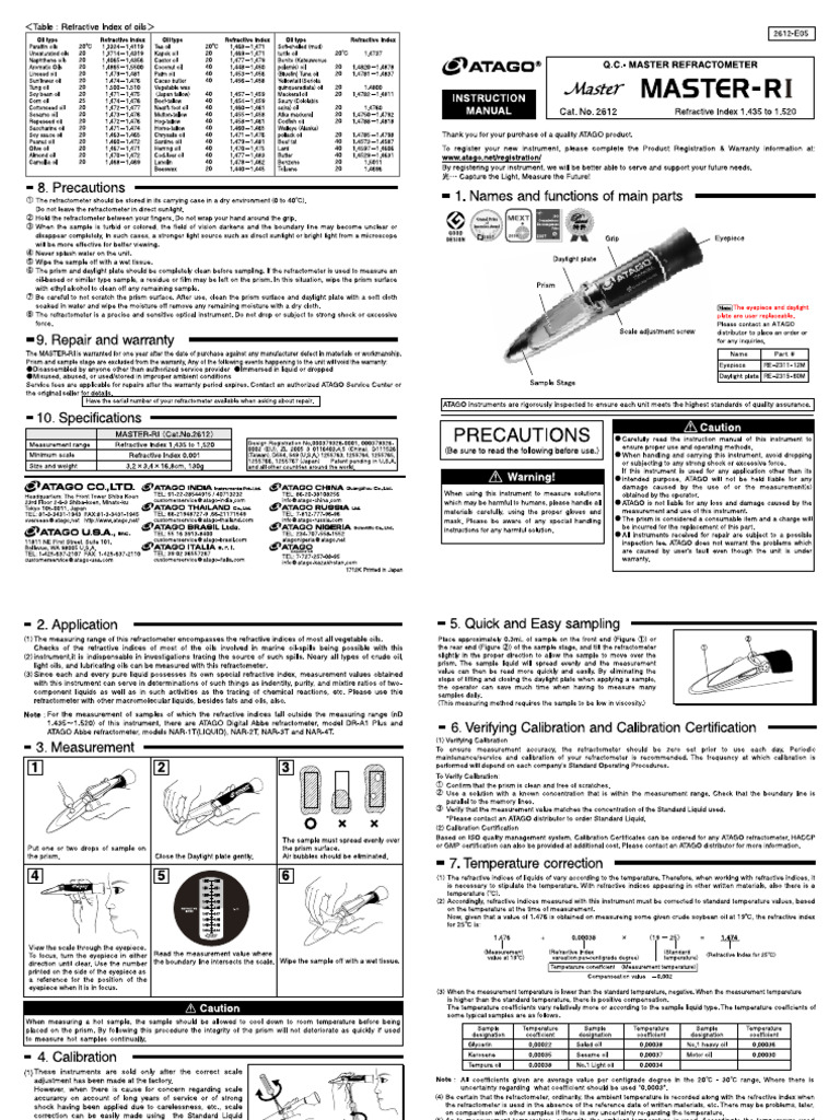 MANUAL REFRACTOMETRO ATAGO MARTERRI PDF