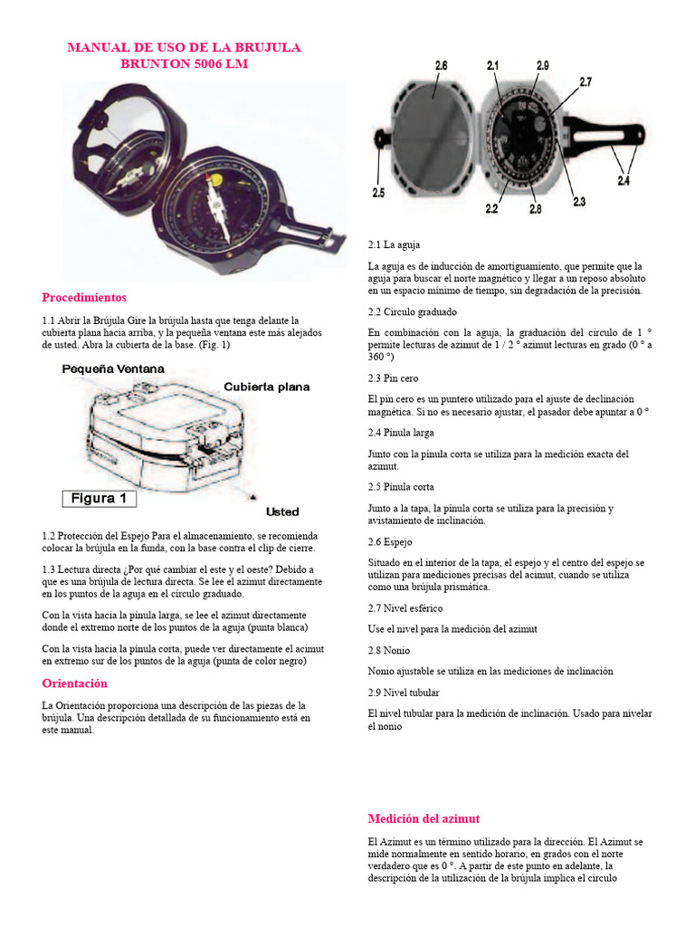 Manual de Uso de la Brújula Brunton | PDF | Azimut | Brújula