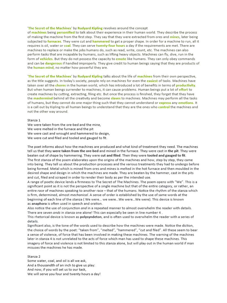 Understanding Kipling's Machines Poem | PDF | Mining
