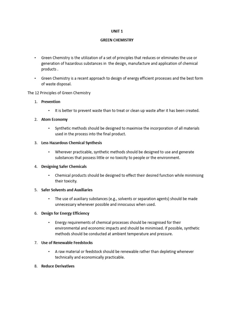 Green Chemistry PDF Green Chemistry Chemistry
