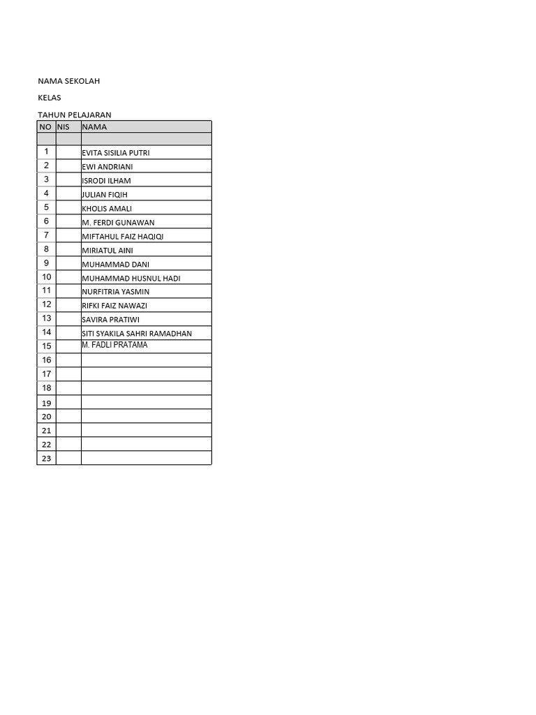 Daftar Siswa dan Absensi SMPN 4 Selong | PDF
