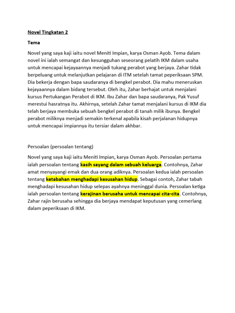 Novel Tingkatan 2 Pdf