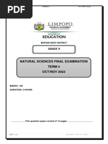 Final NS Exam Grade 9 2022