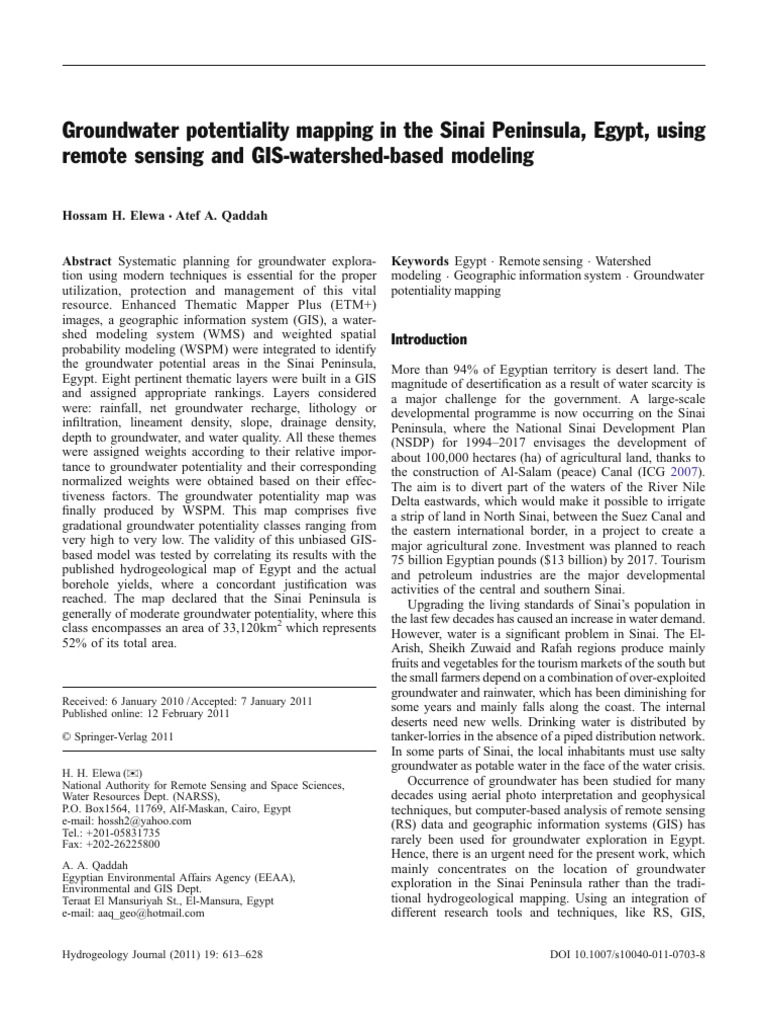 Groundwater Mapping in Sinai, Egypt | PDF | Groundwater | Geographic ...