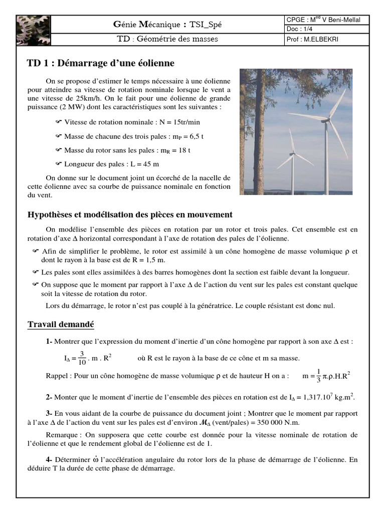 TD 010 Geometrie Des Masses | PDF | Usinage | Rotation