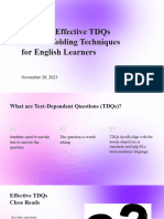 Creating Effective TDQs and Scaffolding Techniques For English Learners