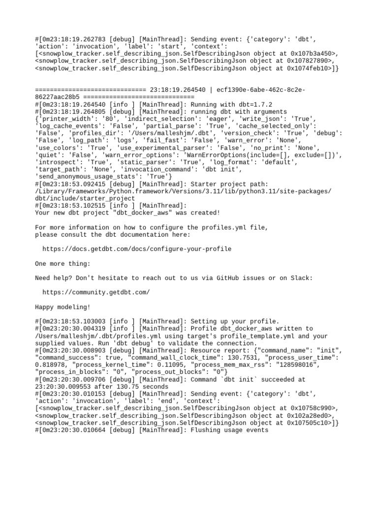 dbt Project Initialization Log | PDF | Computing | Software