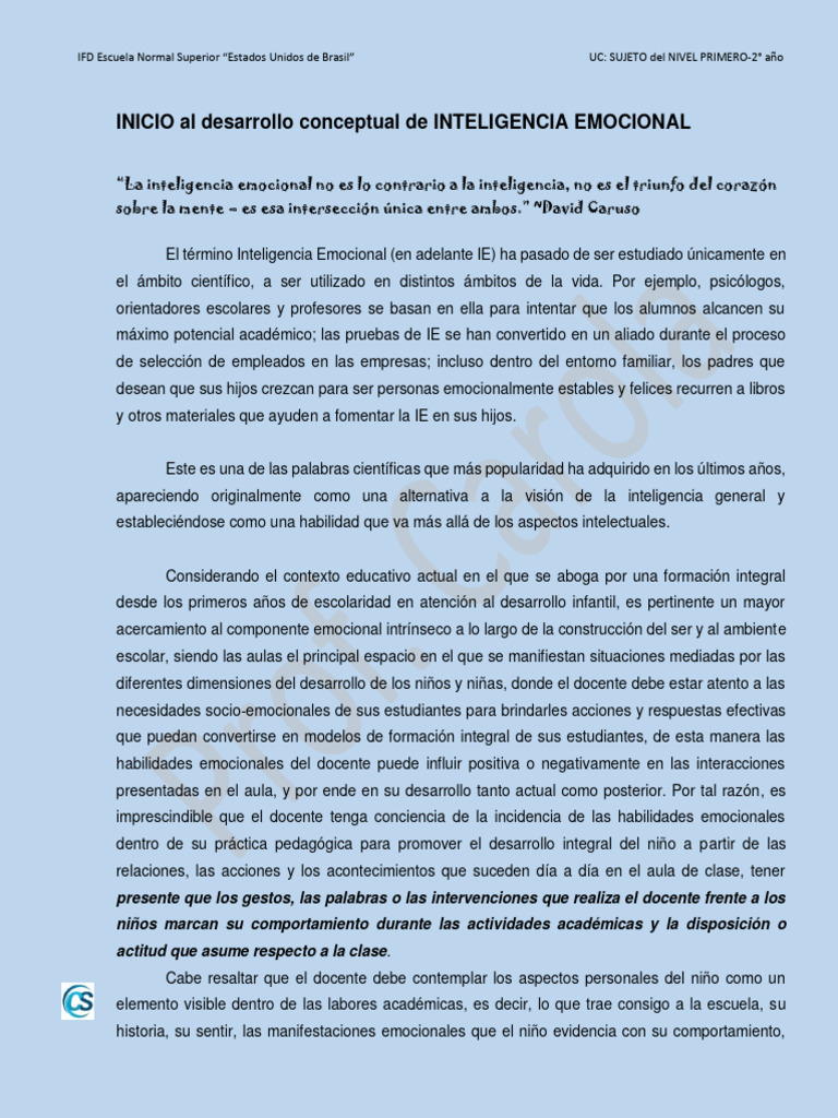 Inicio de Inteligencia Emocional | PDF | Las emociones | Inteligencia