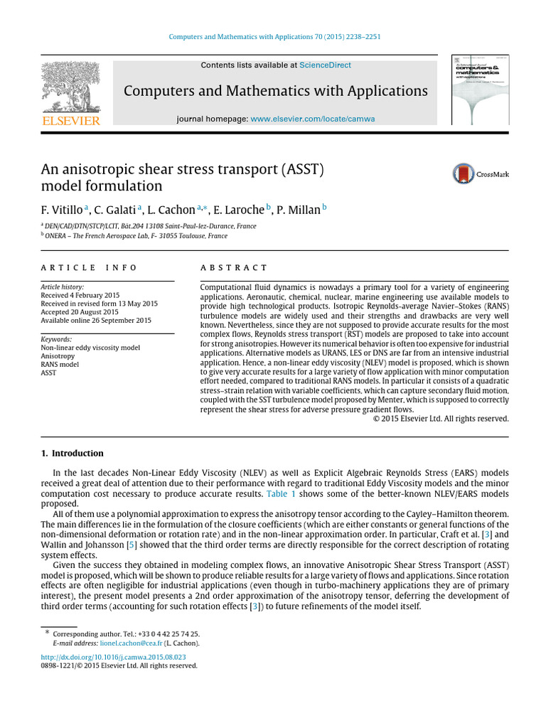 Anisotropic Shear Stress Transport Model | PDF | Turbulence | Fluid ...