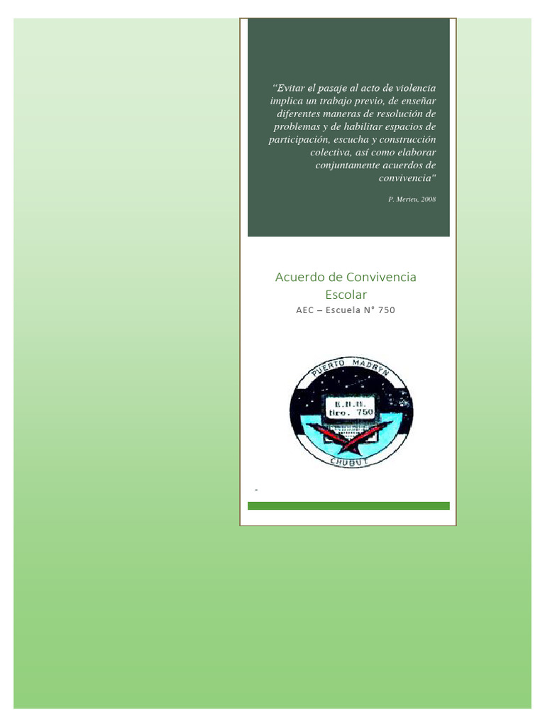 Acuerdo de Convivencia Escolar - Escuela 750 - 2023 | PDF | Institución ...