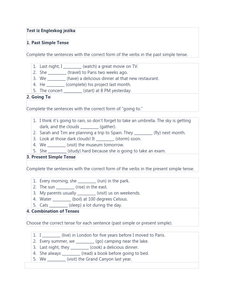 Test iz Engleskog jezika PDF