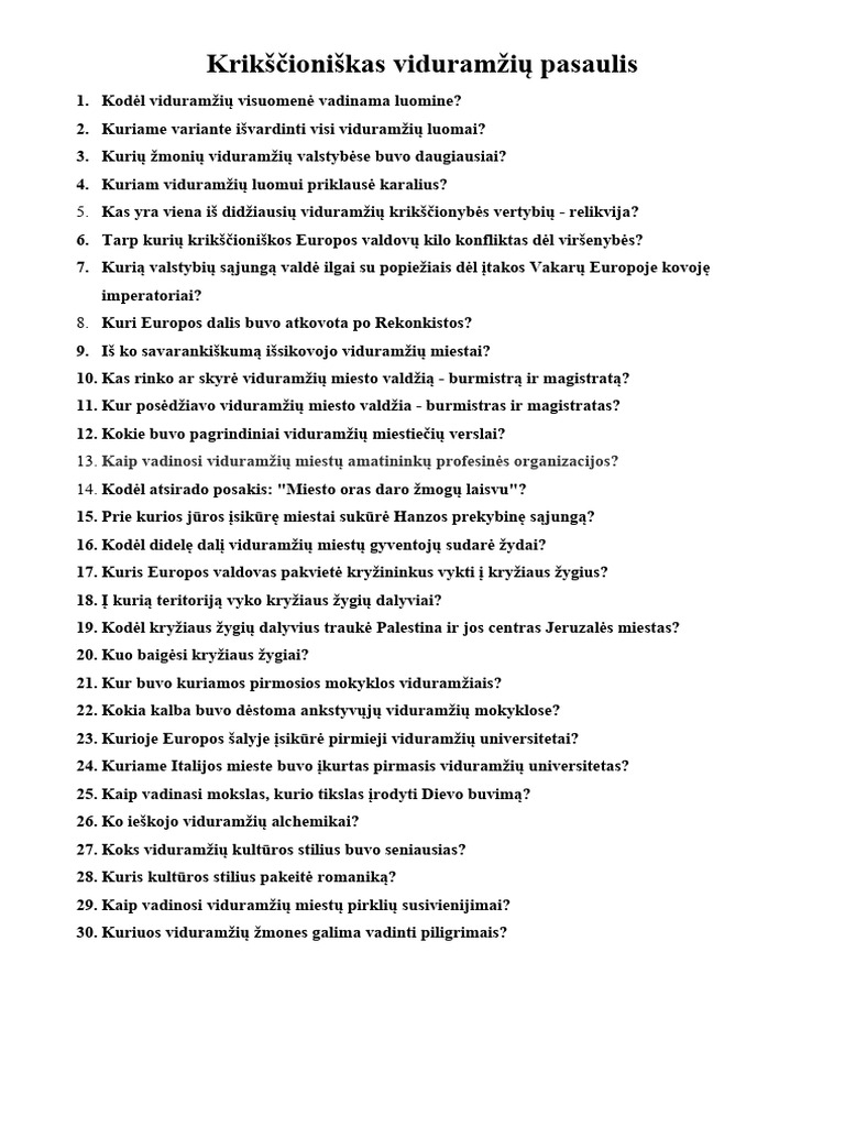 Krikscioniskas Viduramziu Pasaulis | PDF