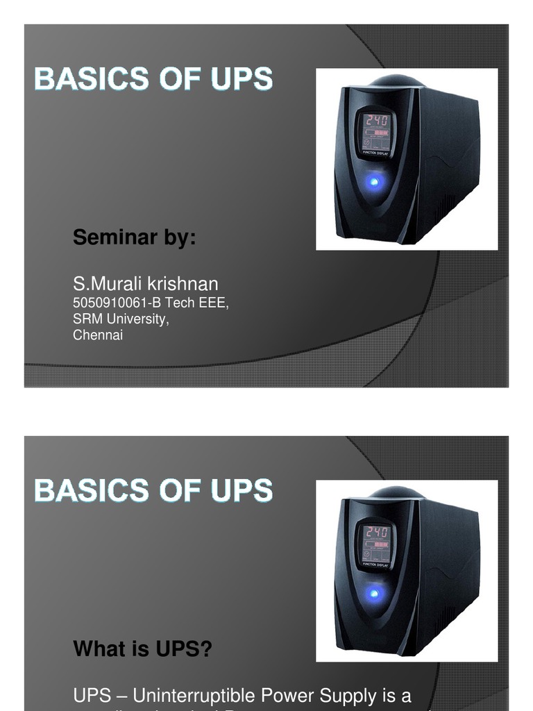 BASICS of UPS Seminar Presentation PDF Power Inverter Rectifier