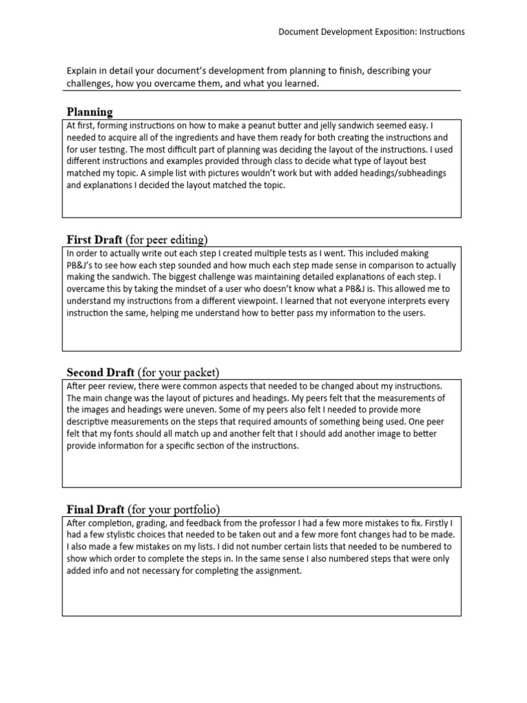 PB&J Sandwich Instruction Development | PDF | Social Science