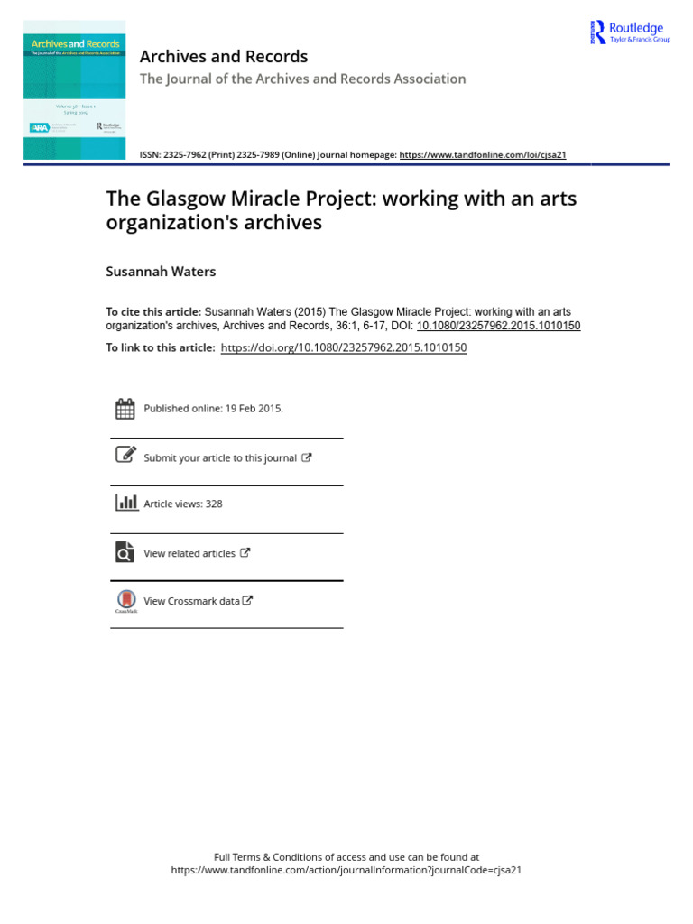 Glasgow Miracle Project Archives Overview | PDF | Archive | Archivist