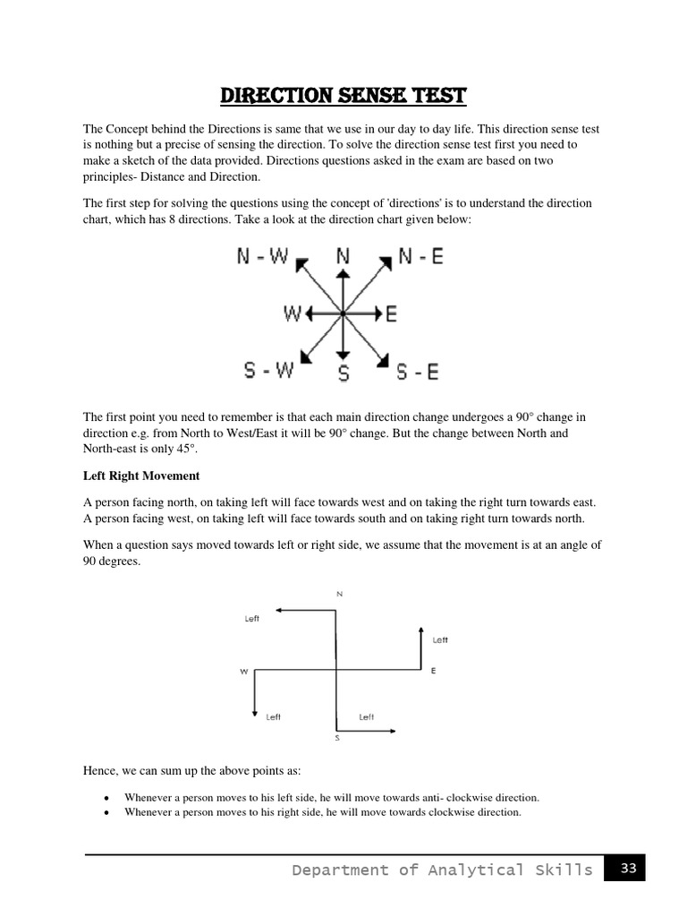 Direction Sense Test Techniques | PDF | Euclidean Plane Geometry | Geometry