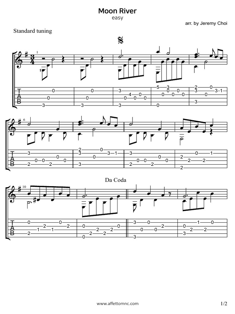Tab Moon River Easy PDF