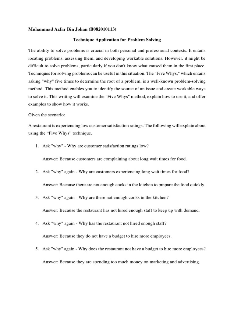Technique application of problem solving pdf human communication