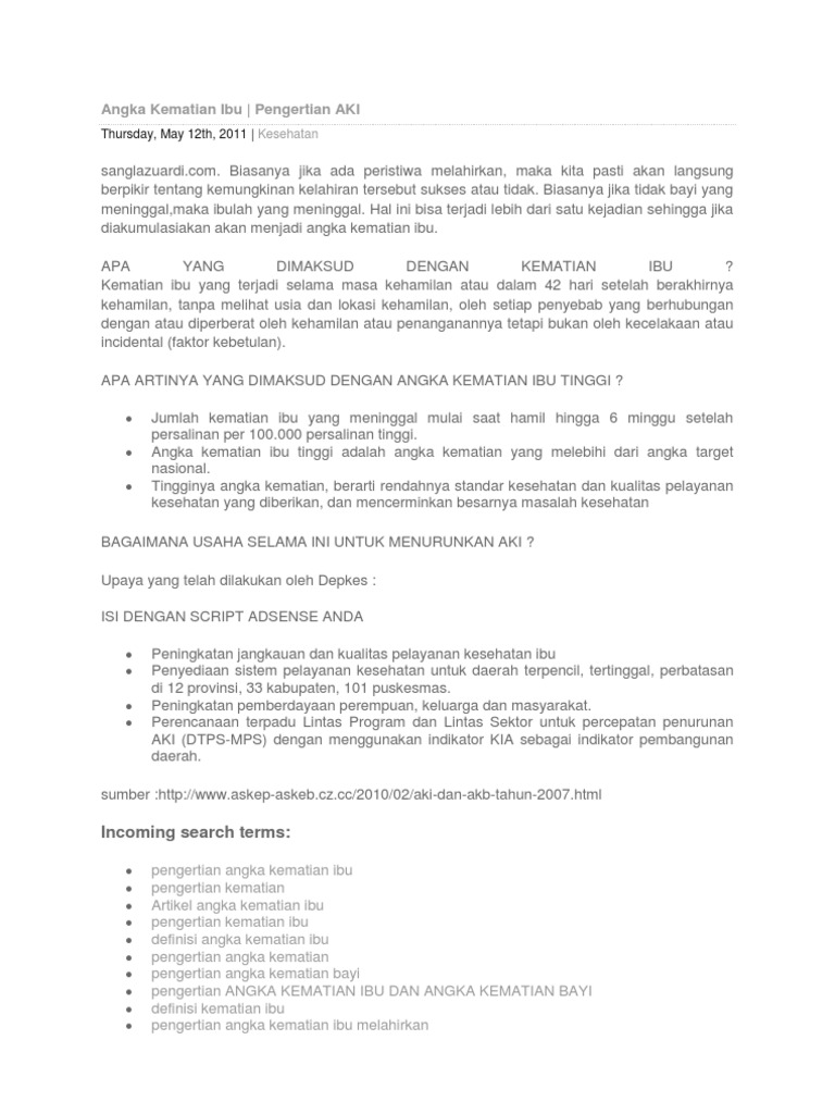 Angka Kematian Ibu