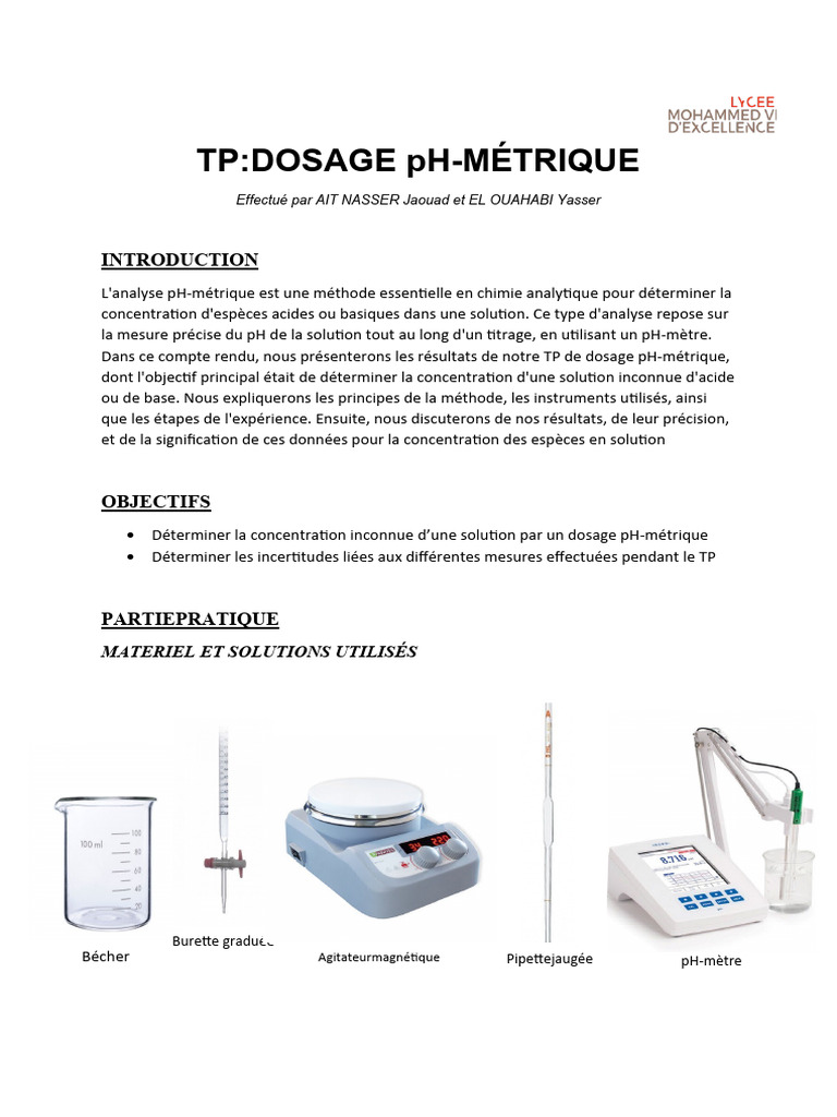TP 4 - Dosage | PDF | Titrage | Chimie