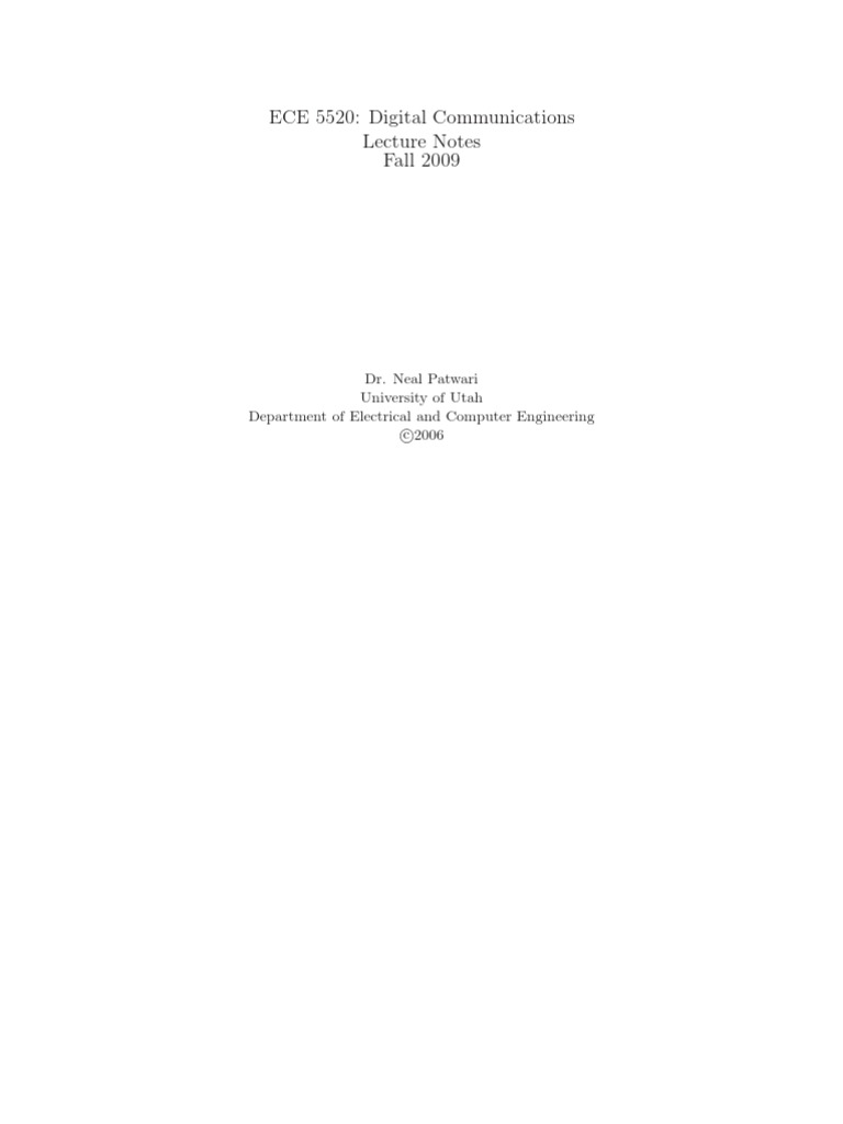 ECE 5520 Digital Communications Notes | PDF