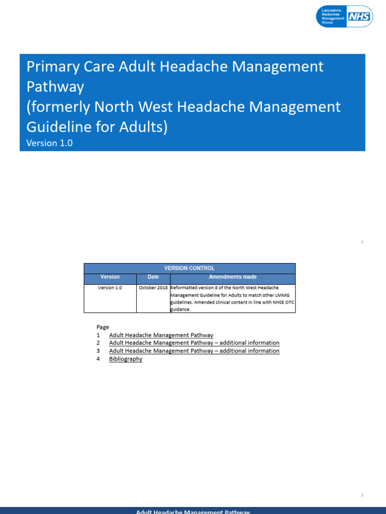 headachemanagementguidelineforadultsversion10 PDF Headache