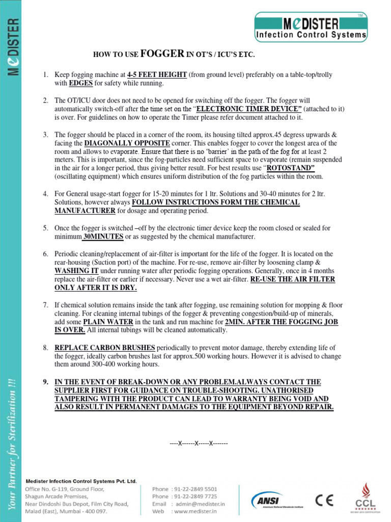 How To Use Fogger. PDF Materials Manufactured Goods