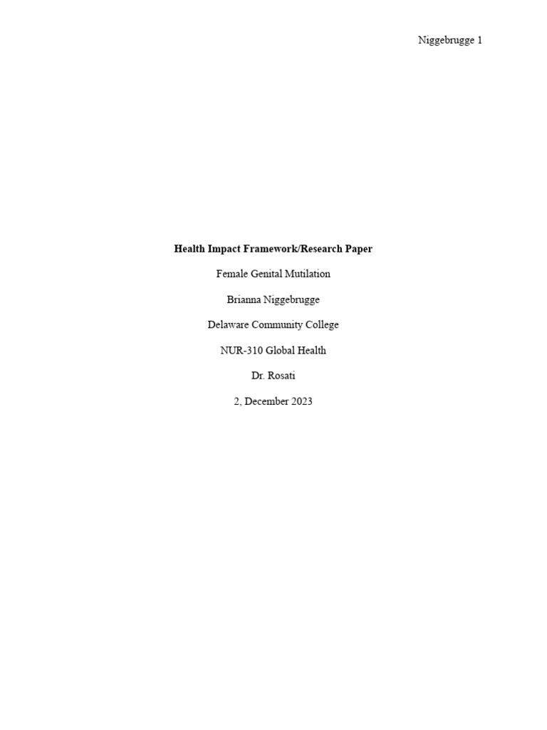 Health impact framework research paper pdf female genital