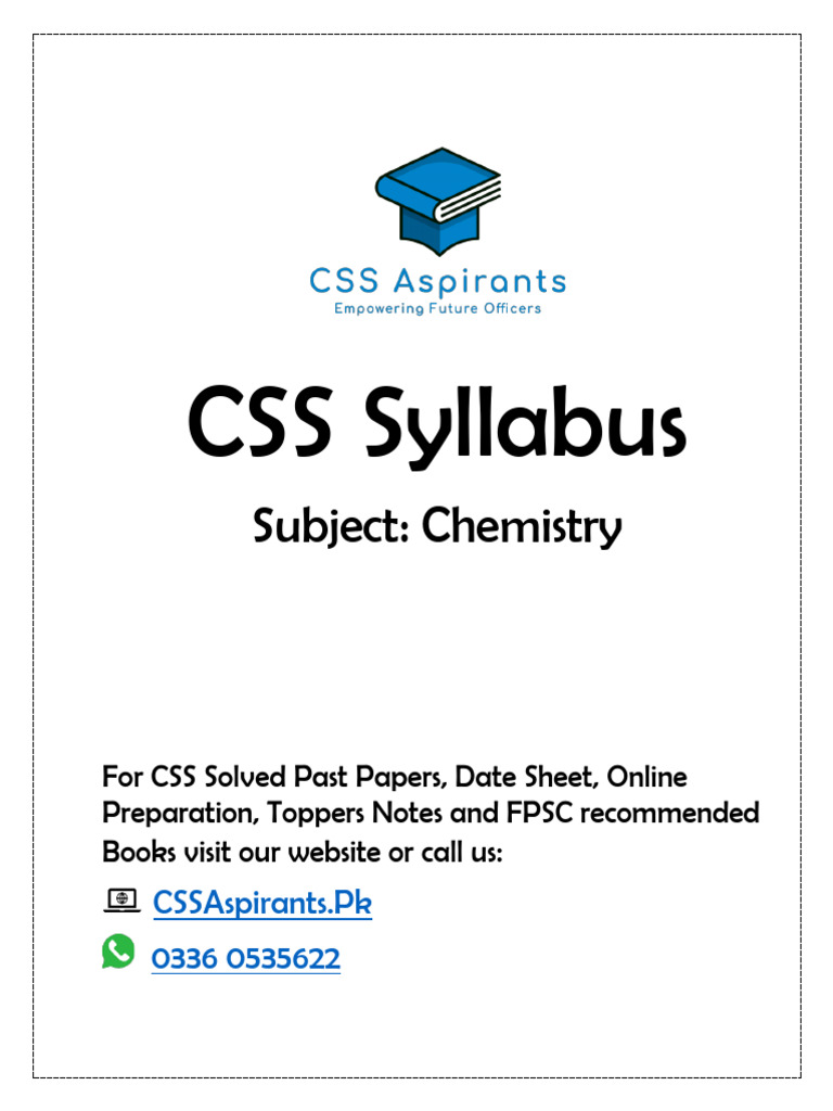 Chemistry Css Syllabus | PDF | Chemical Bond | Coordination Complex